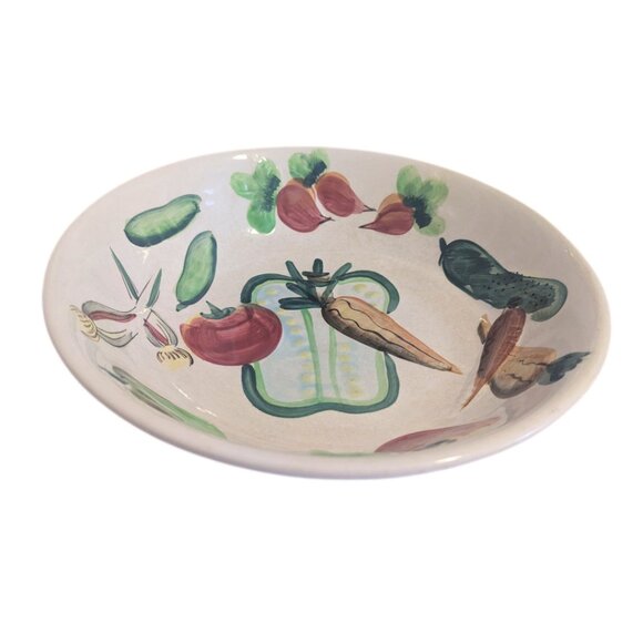 Vintage Hand Painted Ceramic Salad Serving Platter Veggie Relief Japan 11.5" - Picture 2 of 8